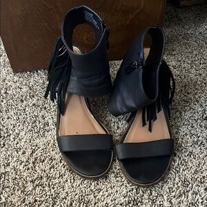 Elegant Black Fringe Heels